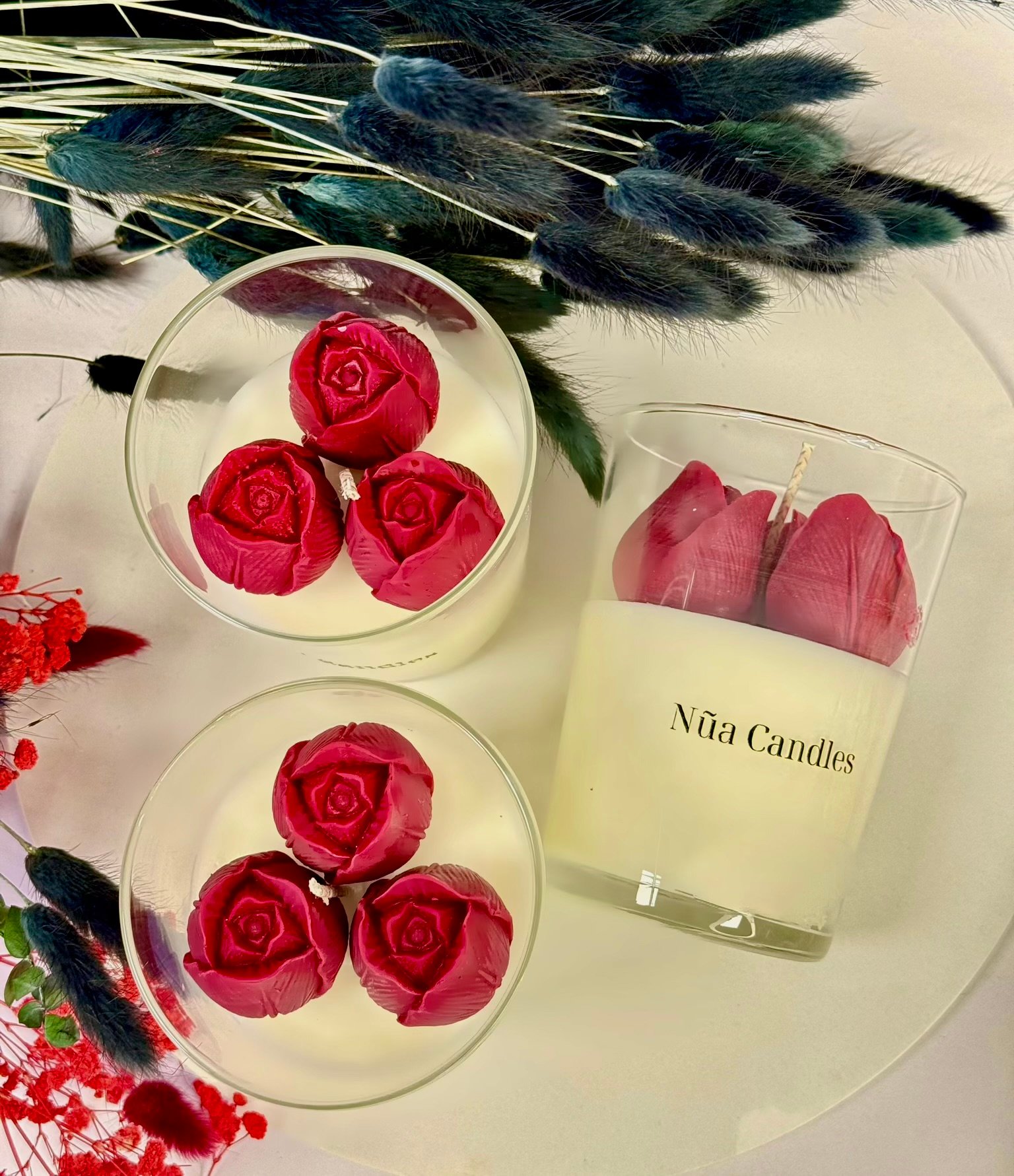 Κερί Σόγιας σε Ποτήρι με Κόκκινες Τουλίπες – 400gr - Image 2