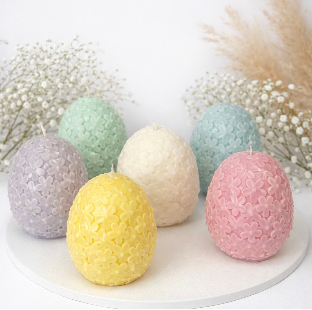 Αυγό με Ανάγλυφες Μαργαρίτες Large-Διακοσμητικό Κερί Σόγιας