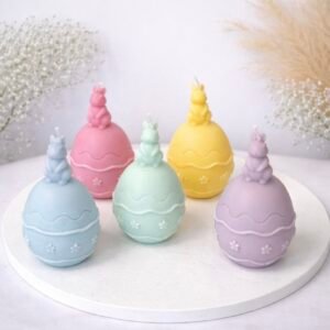 Αυγό με Λαγουδάκι στη κορυφή-Διακοσμητικό Κερί Σόγιας