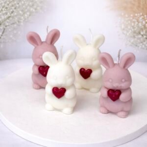 Λαγουδάκι με κόκκινη καρδιά- Διακοσμητικό Κερί Σόγιας